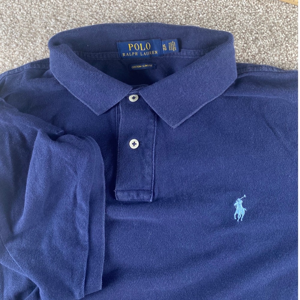 Polo Ralph Lauren Men XL Slim Fit Blue Short Sleeve Blue Pony Polo Shirt Cotton